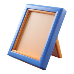 A blue and orange empty picture frame isolated on transparent background