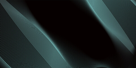 Abstract glowing curve lines on black background. Modern shiny green blue gradient geometric lines design. Futuristic technology concept. Suit for cover, poster, banner, brochure, website, flyer