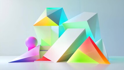 Poster - Modern White Corporate Background with Animated Gradient Geometric Shapes