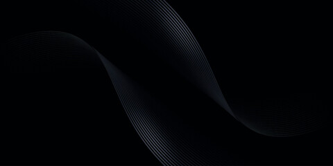 Dark background with flowing, dynamic black wavy lines. Vector illustration for banners, covers, presentations, award cards, and certificates.