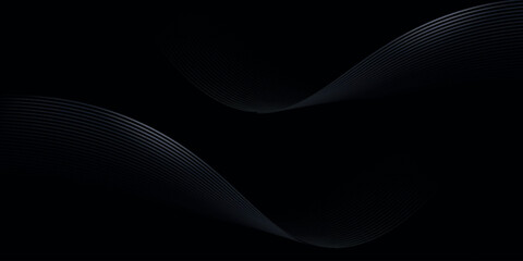 Dark background with flowing, dynamic black wavy lines. Vector illustration for banners, covers, presentations, award cards, certificates. Vector Vol. 4