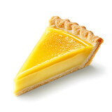 Slice of Lemon Custard Pie with Golden Crust