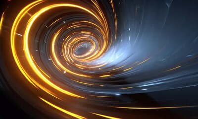 Poster - Abstract futuristic digital background with a glowing spiral tunnel, representing data transfer and technology concepts.