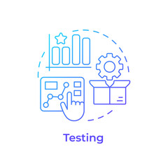 Poster - Testing blue gradient concept icon. Prototype evaluation under controlled realistic conditions. Innovation funnel. Round shape line illustration. Abstract idea. Graphic design. Easy to use in brochure