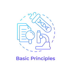 Poster - Basic principles blue gradient concept icon. Testing activity. Technology readiness level. Research stage. Round shape line illustration. Abstract idea. Graphic design. Easy to use in brochure