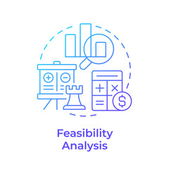Poster - Feasibility analysis blue gradient concept icon. Filter and prioritize ideas by practicality. Innovation funnel. Round shape line illustration. Abstract idea. Graphic design. Easy to use in brochure