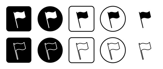 Poster - Icon set of flag symbol. Filled, outline, black and white icons set, flat style.  Illustration on transparent background