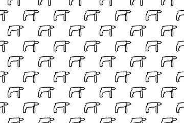Poster - Seamless pattern completely filled with outlines of drill symbols. Elements are evenly spaced. Illustration on transparent background