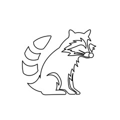 Poster - A large black outline raccoon symbol on the center. Illustration on transparent background