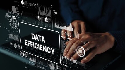 Poster - Innovative Concept of Data Efficiency with Digital Interface and Hands Typing on Keyboard for Business Solutions and Technology. Asymptotic smart data analytic.