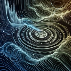 Leinwandbilder - Dynamic abstract data visualization with flowing lines and light effects, representing digital networks and innovation