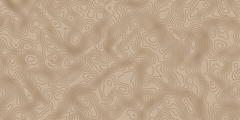Poster - seamless topographic map pattern with contour lines on a light brown background, ideal for backgrounds, textures, and graphic designs