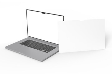 Wall Mural - modern laptop screen website mockup. showcase websites, apps, or browser interfaces. blank frame, is