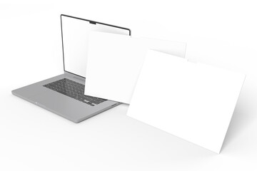 Wall Mural - modern laptop screen website mockup. showcase websites, apps, or browser interfaces. blank frame, is