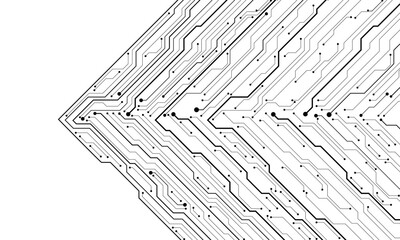Poster - Black arrow technology circuit cyber direction geometric on white design modern futuristic creative background vector