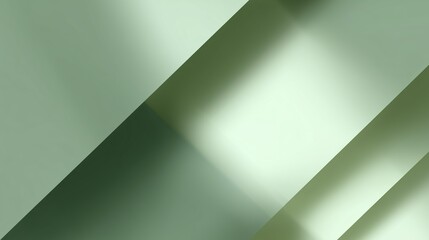 Poster - Light and shadow play on green surfaces inside a modern architectural space