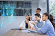 © SOMKID - Medical team with human anatomy on technological digital holographic innovative having a meeting room, Medical technology and health care concept.