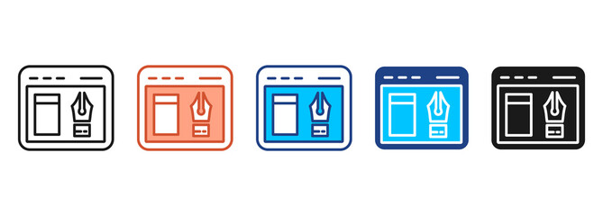 web design icon set multiple style collection