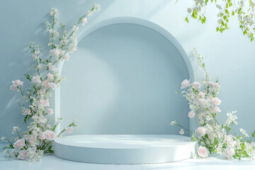 Poster - Luxury elegant podium for beauty and fashion product generative AI