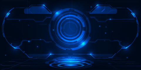 Wall Mural - Vector illustrations of futuristic digital tech architecture abstract blue hi tech theme for davertising or game artwork.Futuristic concept.	