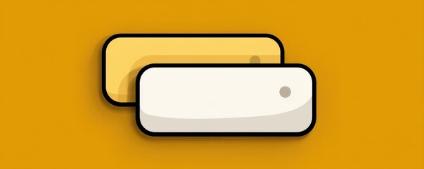 Poster - Minimalistic illustration featuring two stylized rectangles on a bright yellow background