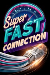 Poster - Dynamic illustration of ultra-fast internet cable and network connectivity concept