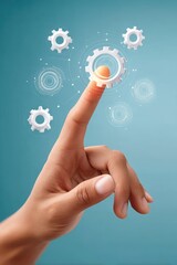 Poster - Hand interacting with digital gears symbolizing technology and innovation