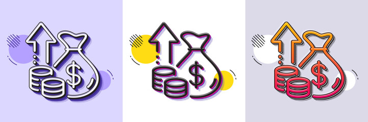 Poster - Inflation line icon. Halftone dotted pattern. Gradient icon with grain shadow. Growth or Increase price sign. Change money symbol. Line inflation icon. Various designs. Vector