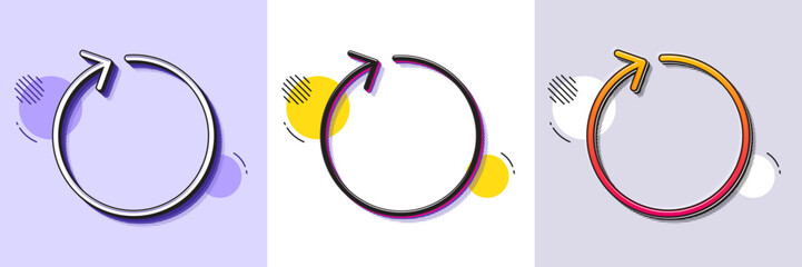 Aufkleber - Loop arrow line icon. Halftone dotted pattern. Gradient icon with grain shadow. Refresh Arrowhead symbol. Navigation pointer sign. Line loop icon. Various designs. Vector