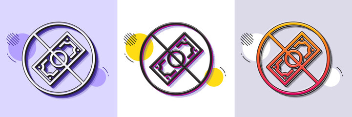 Aufkleber - Corrupt line icon. Halftone dotted pattern. Gradient icon with grain shadow. No cash money sign. Stop corruption crime symbol. Line corrupt icon. Various designs. Vector
