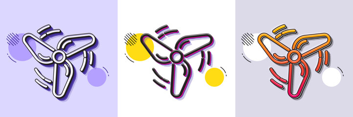 Aufkleber - Wind energy line icon. Halftone dotted pattern. Gradient icon with grain shadow. Fan engine, jet turbine sign. Ventilator symbol. Line wind energy icon. Various designs. Vector