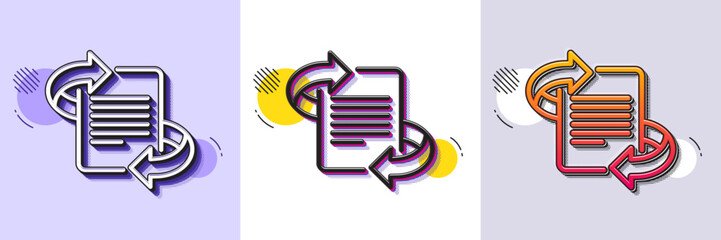 Aufkleber - Marketing line icon. Halftone dotted pattern. Gradient icon with grain shadow. Page with arrows sign. Article symbol. Line marketing icon. Various designs. Vector