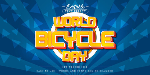 Poster - Editable text effects on world bicycle day poster.