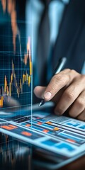Poster - Person Analyzing Financial Statistics and Planning Results with Electronic Devices in Office Setting