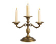 © Aminul - Vintage Brass Candlestick with Lit Candle, Straight-On View, Warm Glow