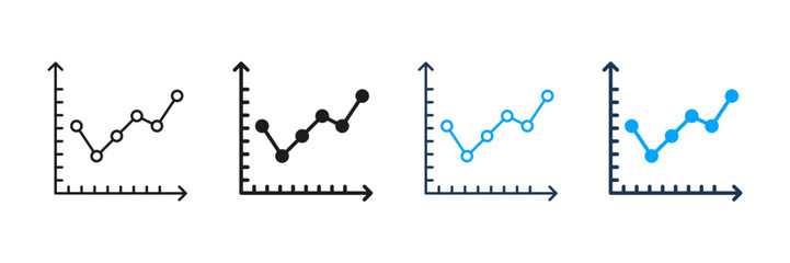 Poster - Line Graph Chart Line And Solid Icon Set. Data Analysis, Financial Growth, And Business Performance Tracking Symbol Collection. Trend Monitoring. Isolated Vector Illustration