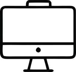 Poster - Simple line art icon of a modern desktop computer monitor with a handle on top for portability