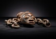 © zabhie - Wooden sculpture head with heavy chains, symbolizing slave trade remembrance and abolition for freedom