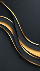 Poster - Elegant Black and Gold Abstract Design with Decorative Ribbon Lines on Luxurious Fabric Background