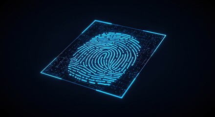 A digital fingerprint with blue glowing lines on a circuit board pattern