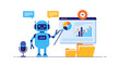 © MinixT - Artificial intelligence robot analyzing data and presenting insights with charts and graphs