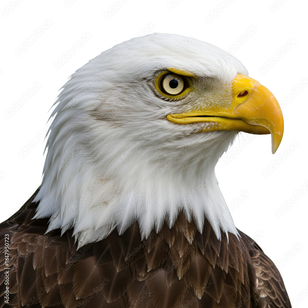 Majestic bald eagle head portrait with piercing gaze and powerful beak ...