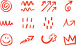 © vector Art - Red hand drawn symbols and arrows collection vector