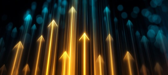 Poster - Illuminated Arrows Pointing Upward Representing Progress, Growth, and Advancements in Business Ideas