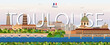 © brichuas - Toulouse cityscape colorful vector illustration with big city name on the background. Travel trendy poster