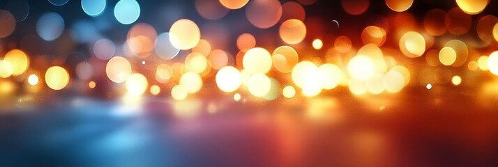 Poster - Bokeh Abstract Blurred Background with Glowing Lights for Festive Celebrations and Events Night