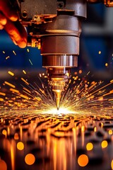 Poster - Expert Metalworking Technician Utilizing Advanced CNC Machinery for Precise Metal Cutting Tasks
