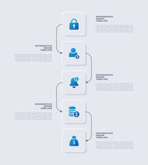 Poster - Neumorphism vector business and marketing infographic template. Five steps or options vertical infographic template.