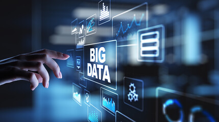 Poster - Big data analytics platform, business intelligence and modern technology concept on vitual screen.