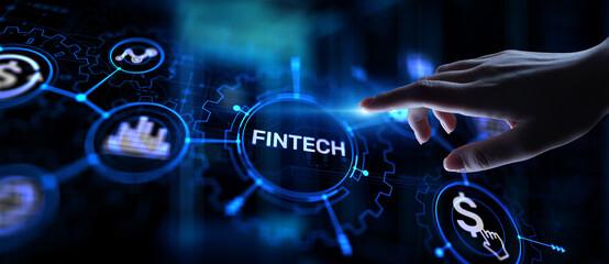 Poster - Fintech Financial technology Cryptocurrency investment and digital money. Business concept on virtual screen.